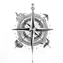 Compass with anchor  tattoo design idea