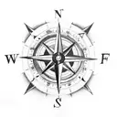 Compass with anchor with note  tattoo design idea