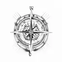 Compass with anchor with note  tattoo design idea
