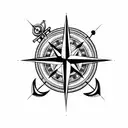 Compass with anchor  tattoo design idea