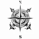 Compass with anchor  tattoo design idea