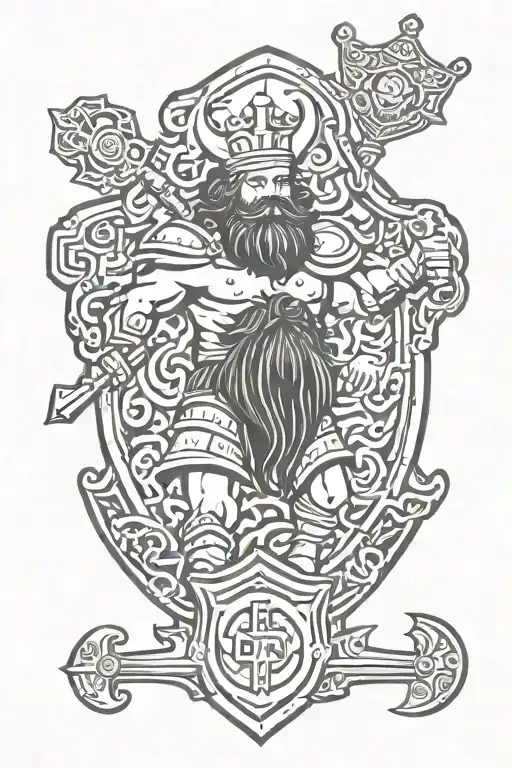 I want King Neptune integrated with the shield of the Atlético de Madrid soccer team tattoo design idea
