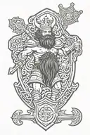 I want King Neptune integrated with the shield of the Atlético de Madrid soccer team tattoo design idea