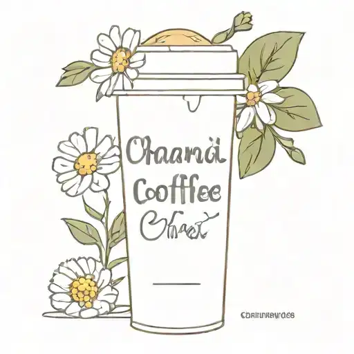 Chamomile  coffee cherry shaker   karma text  with icon font tattoo design idea
