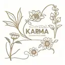 Chamomile, coffee cherry,shaker, karma TEXT with icon font tattoo design idea
