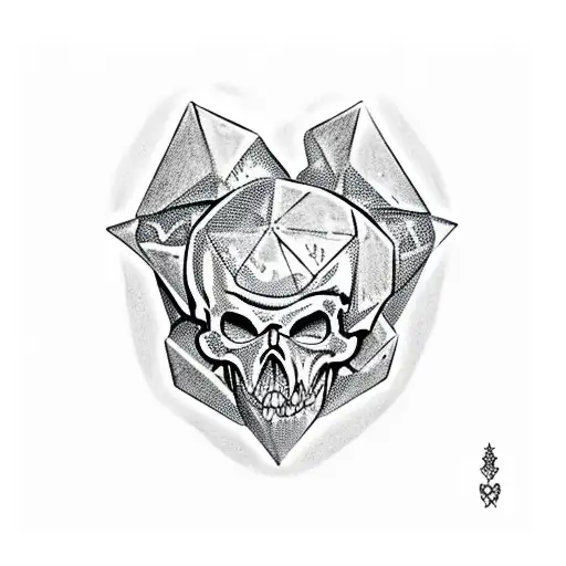 dragon breaking a skull with D&D dice tattoo design idea