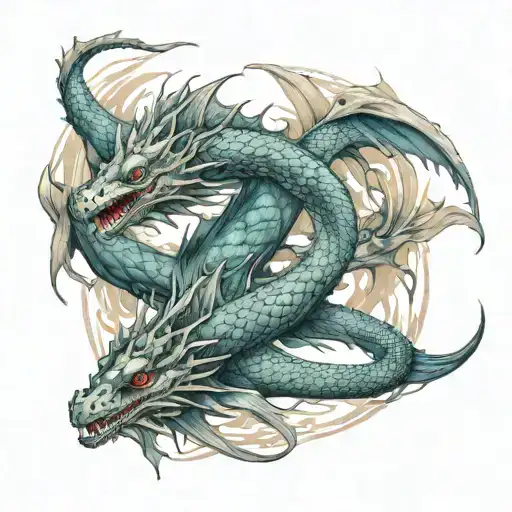sea dragons or leviathan  tattoo design idea