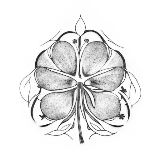 Blackwork "Five Leaf Clover" Tattoo Idea BlackInk AI