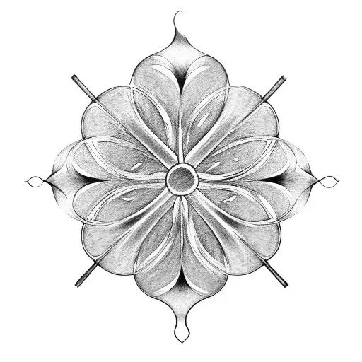 Blackwork "Five Leaf Clover" Tattoo Idea BlackInk AI