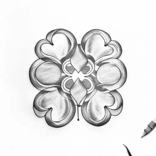 Blackwork "Five Leaf Clover" Tattoo Idea BlackInk AI