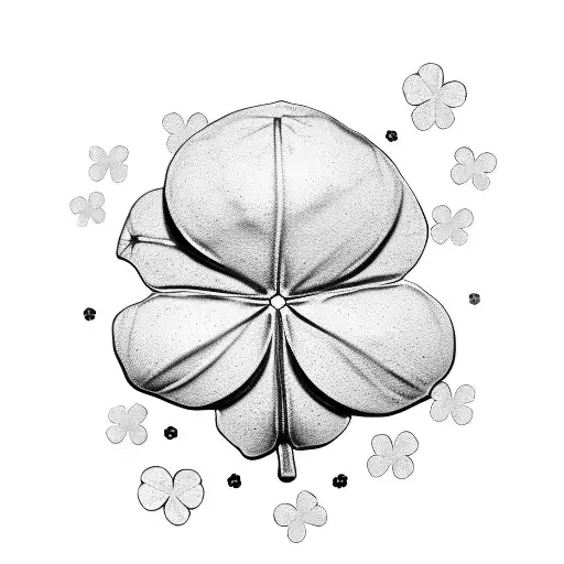 Blackwork "Five Leaf Clover" Tattoo Idea BlackInk AI