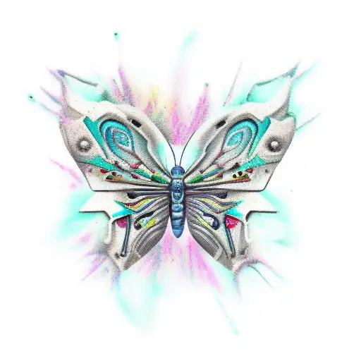 A cyborg Butterfly tattoo design idea