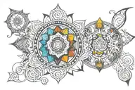 7 chakra symbols tattoo design idea