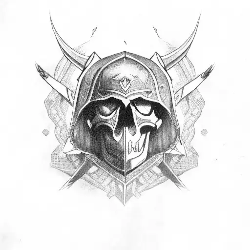 skull viking with 2 crows tattoo design idea