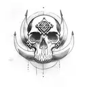 skull viking with 2 crows tattoo design idea