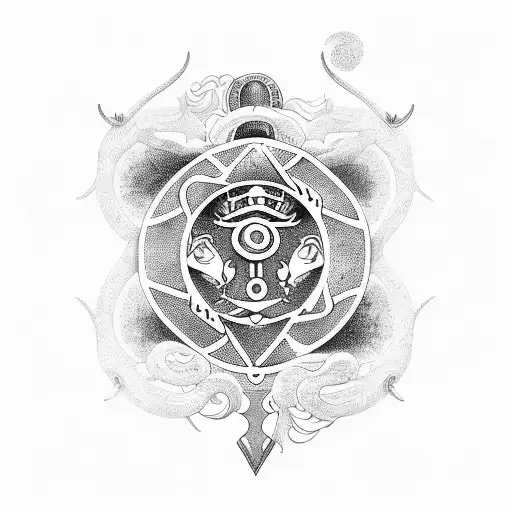 combines the zodiac sign of Aquarius and the symbol of the ox tattoo design idea