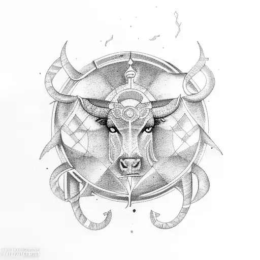 combines the zodiac sign of Aquarius and the symbol of the ox tattoo design idea