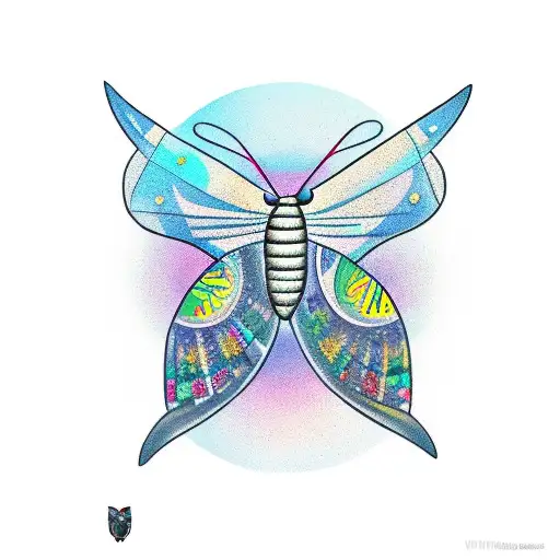 moth and moon tattoo design idea