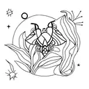 moth and moon tattoo design idea