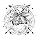 moth and moon tattoo design idea