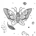 moth and moon tattoo design idea