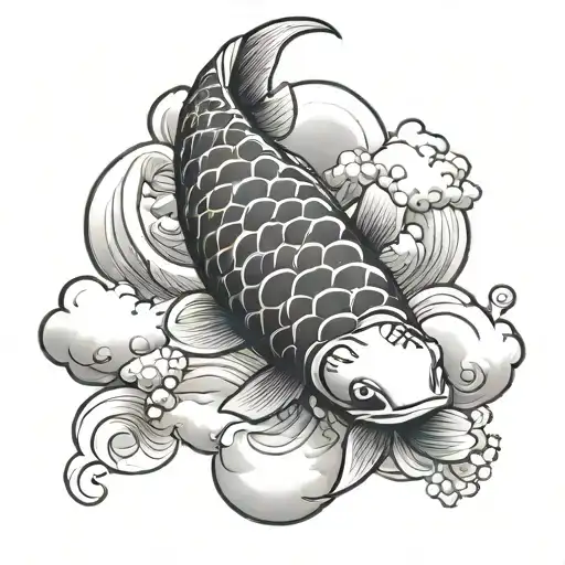koi fish with cloud background tattoo design idea
