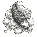 koi fish with cloud background tattoo design idea