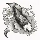 koi fish with cloud background tattoo design idea