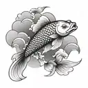 koi fish with cloud background tattoo design idea