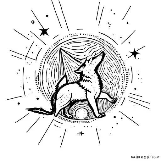Create a tattoo showcasing a wolf howling at the moon with a hidden message about overcoming fear of being average tattoo design idea