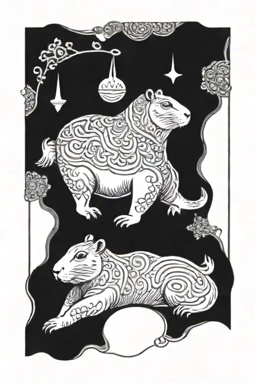 capybara does yoga poses tattoo design idea