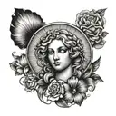 birth of Venus shell with flowers tattoo design idea