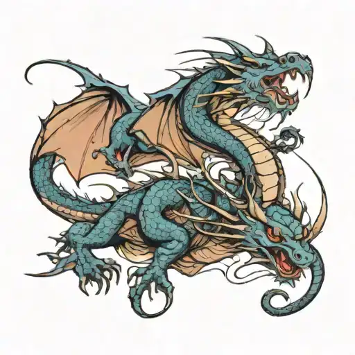 dragon and rat tattoo design idea