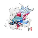 siamese beta fish tattoo design idea