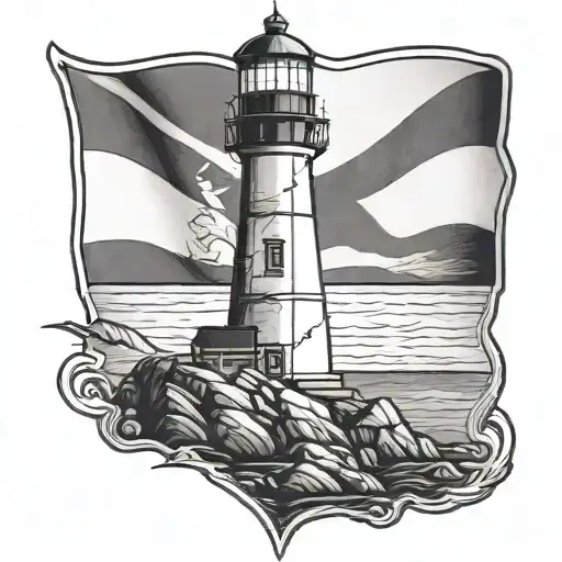 lighthouse with Newfoundland flag  tattoo design idea