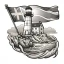 lighthouse with Newfoundland flag  tattoo design idea