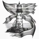 lighthouse with Newfoundland flag  tattoo design idea