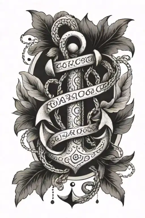 A stylized anchor tattoo with children's names incorporated into the design, symbolizing the client's love for family and the Navy tattoo design idea