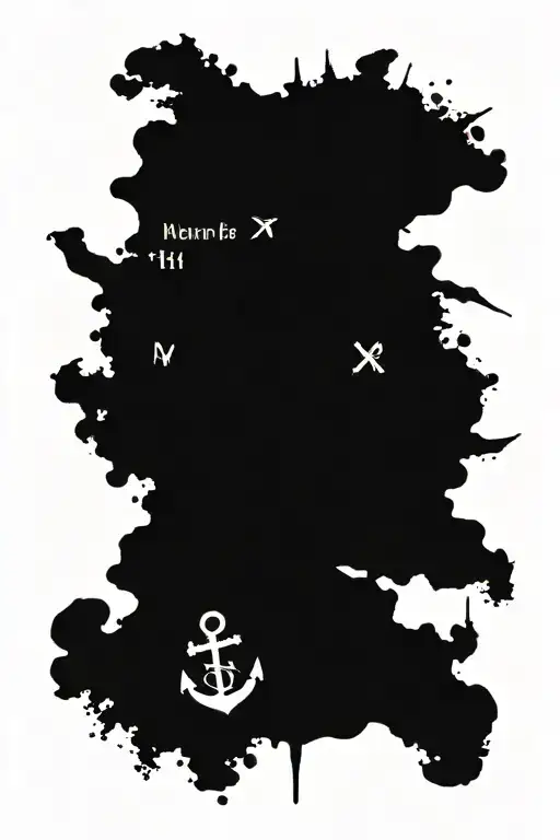 Navy anchor with dynamic compass surrounded by the names of children  tattoo design idea