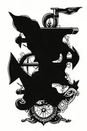 Navy anchor with dynamic compass surrounded by the names of children  tattoo design idea