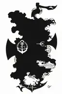 Navy anchor with dynamic compass surrounded by the names of children  tattoo design idea