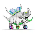 triceratops with roller skates tattoo design idea