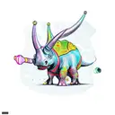 triceratops with roller skates tattoo design idea