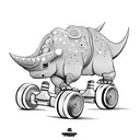triceratops with roller skates tattoo design idea