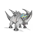 triceratops with roller skates tattoo design idea