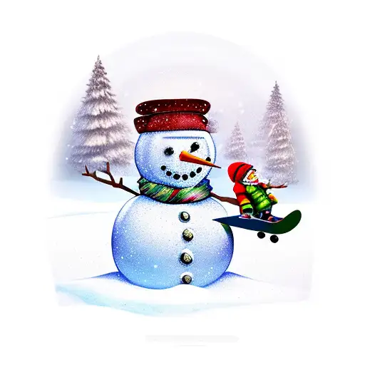 snowman riding skateboard tattoo design idea