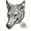 Wolf skull surrounded tattoo design idea