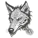 Wolf skull surrounded tattoo design idea