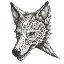 Wolf skull surrounded tattoo design idea
