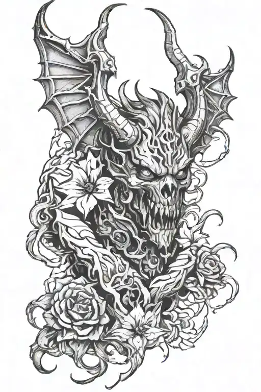demon and pride sin tattoo design idea